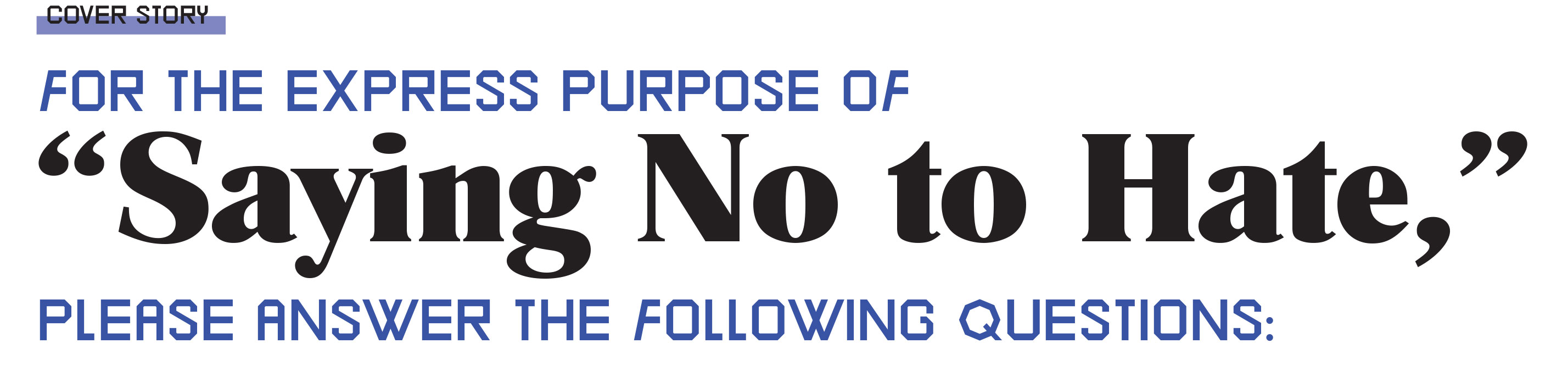 Saying No To Hate Headline